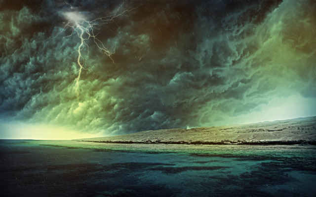 Storm lighthouse lightning matte cinematic free wallpaper - medium preview image