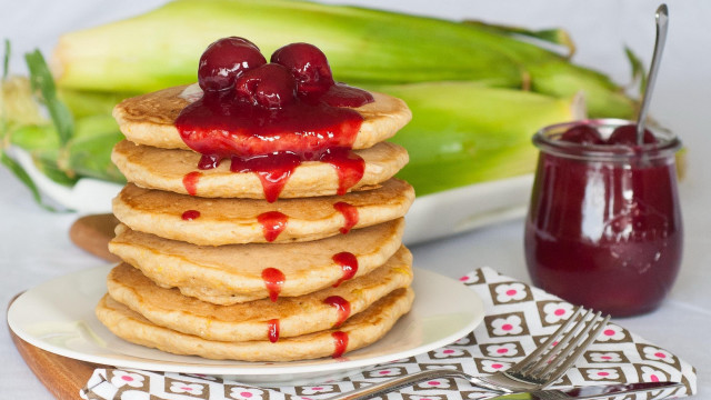 Pancakes jam plate jar fork free wallpaper - medium preview image