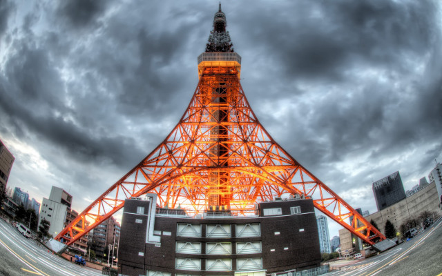 Tall tower clock cloudy sky free wallpaper - medium preview image