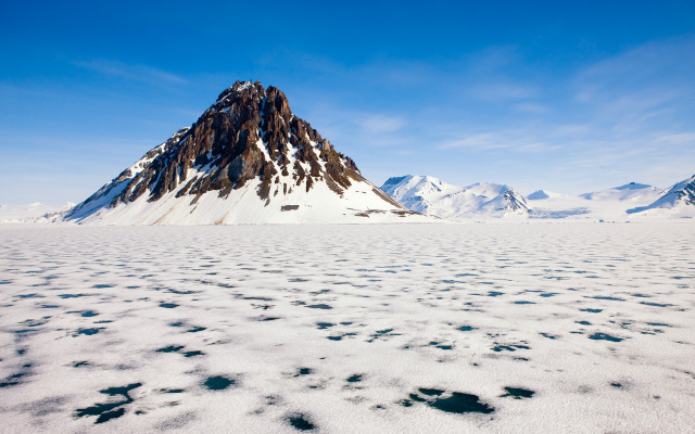 Mountain snow footprints blue sky free wallpaper - medium preview image