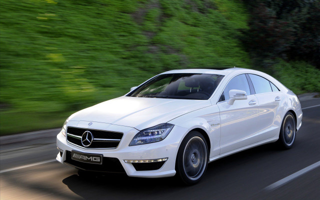 White mercedes cls driving nature free wallpaper - medium preview image