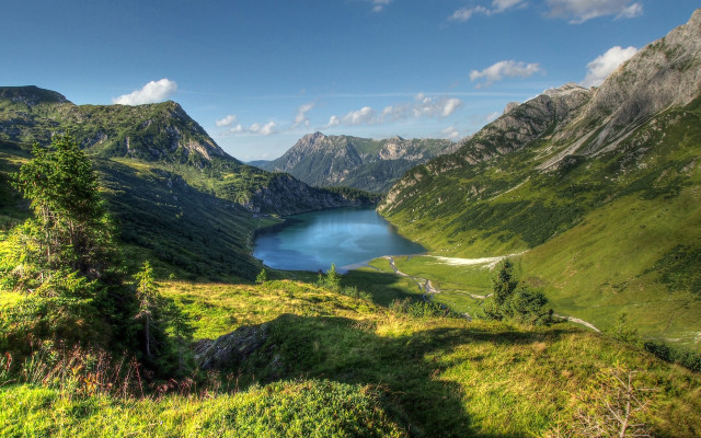 Mountain lake blue sky clouds #4 free wallpaper - medium preview image