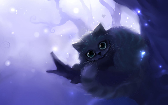 Night sky cat moon branch free wallpaper - medium preview image
