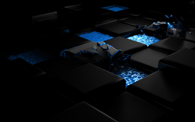 Black blue abstract squares 3d free wallpaper - medium preview image
