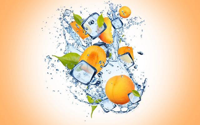Oranges floating water ice leaves free wallpaper - medium preview image