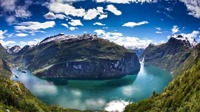 Mountain lake forest sky waterfall #2 free wallpaper - medium preview image