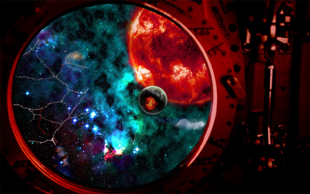 Clock redplanet star space matte free wallpaper - medium preview image