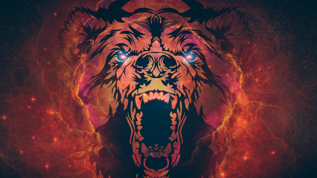 Bear glowing starry sky moon free wallpaper - medium preview image
