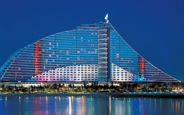 Tall building colorful design night free wallpaper - medium preview image