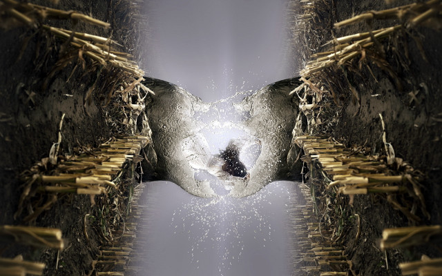 Snow mountain waterfall abstract surreal free wallpaper - medium preview image