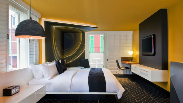 Bedroom geometric abstract art yellow free wallpaper - medium preview image