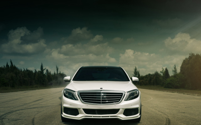 White car forest road sunset free wallpaper - medium preview image