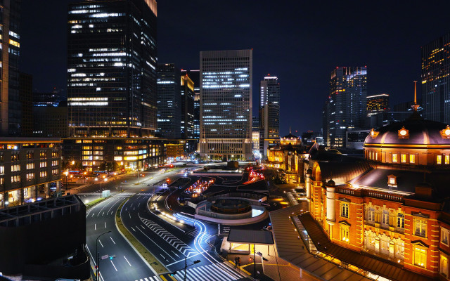 City night traffic tokyo skyscrapers free wallpaper - medium preview image