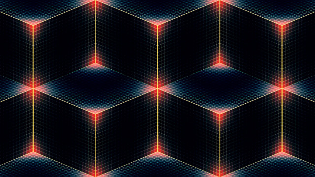 Hexagonal grid glowing lights hologram free wallpaper - medium preview image