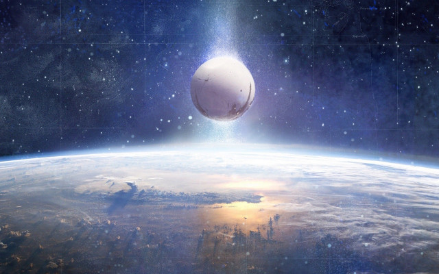 Space object earth stars clouds free wallpaper - medium preview image