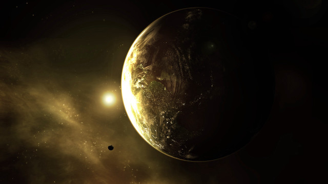 Planet star aurora moon galaxy free wallpaper - medium preview image