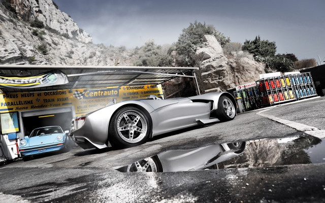 Silver sports car mountain night free wallpaper - medium preview image