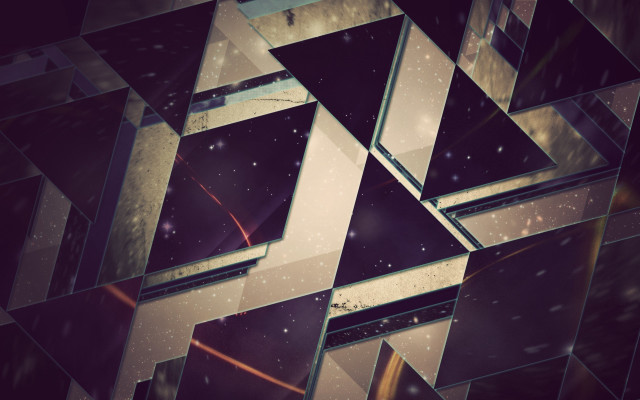 Abstract geometric cubist aurora night free wallpaper - medium preview image