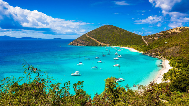 Beach boats mountain clouds sky #2 free wallpaper - medium preview image