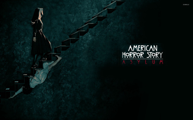 Woman black dress staircase dark free wallpaper - medium preview image