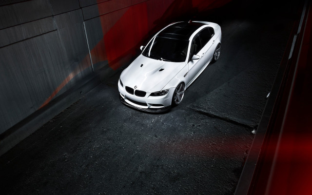 White car parking garage red free wallpaper - medium preview image