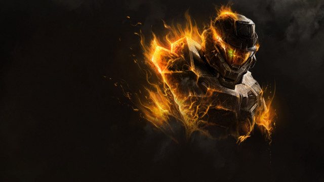 Flaming man armor fire eyes free wallpaper - medium preview image