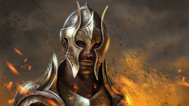 Man helmet flames epic fantasy free wallpaper - medium preview image
