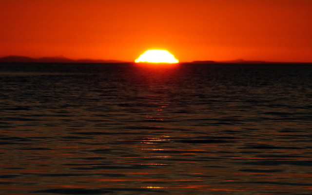 Sunset ocean boat bird cloud #2 free wallpaper - medium preview image