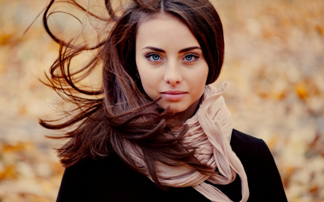 Woman long hair park fall free wallpaper - medium preview image