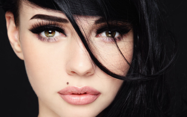 Black haired woman black dress free wallpaper - medium preview image