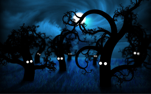 Creepy tree full moon glowing free wallpaper - medium preview image