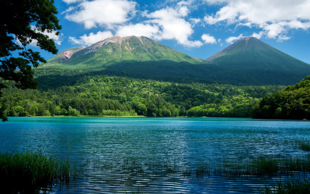 Lake mountains trees blue sky #7 free wallpaper - medium preview image