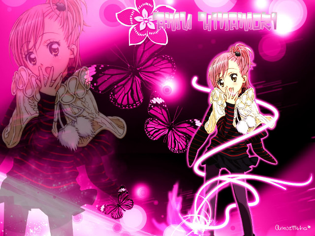 Girl pink hair butterfly hand free wallpaper - medium preview image