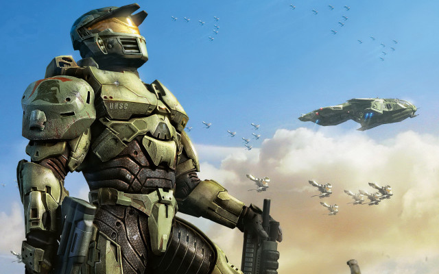Futuristic man birds sky concept free wallpaper - medium preview image