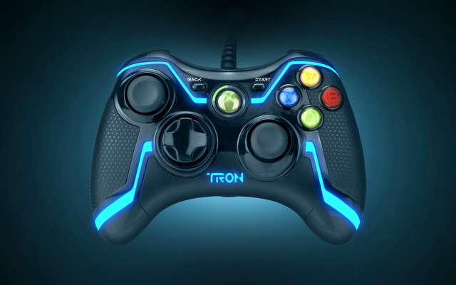 Black controller blue lights gradient free wallpaper - medium preview image