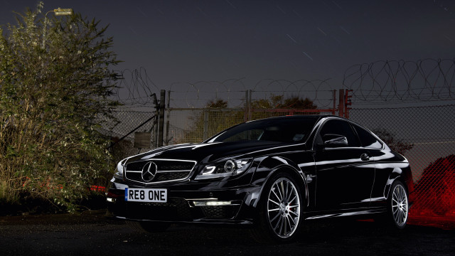 Black car fence night red free wallpaper - medium preview image