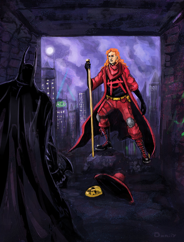 Man red suit bat doorway free wallpaper - medium preview image