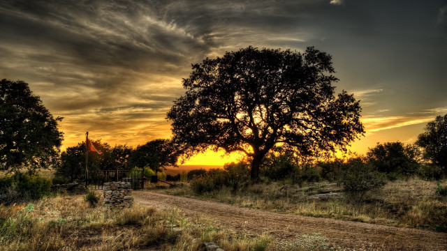 Dusk sunset mountain lake tree free wallpaper - medium preview image