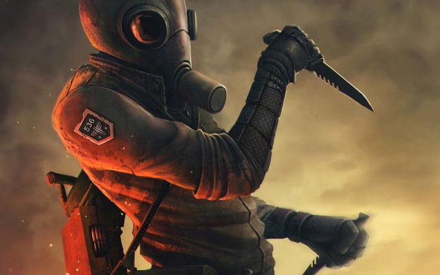Man gasmask knife gun sotsart free wallpaper - medium preview image