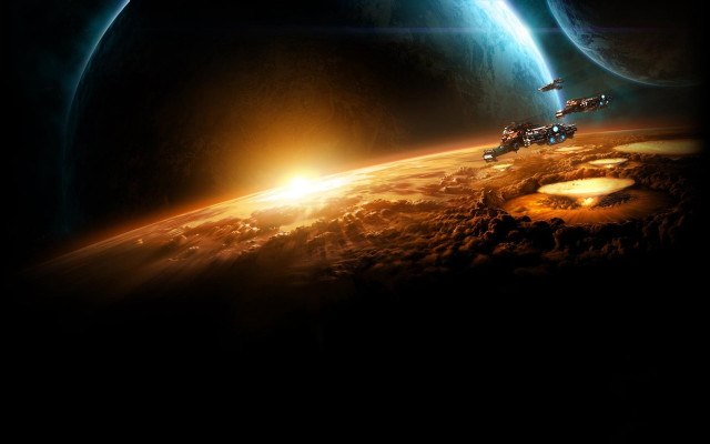 Space station over planet sunset #3 free wallpaper - medium preview image