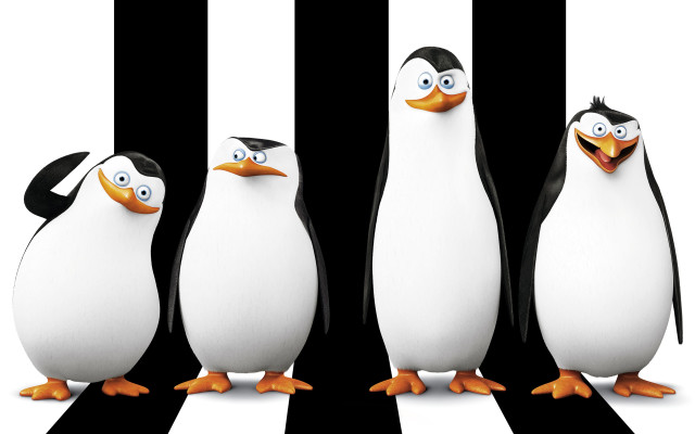 Three penguins blackwhite striped middle free wallpaper - medium preview image