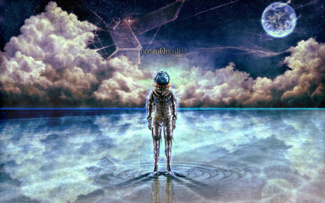 Space astronaut moon star beach free wallpaper - medium preview image