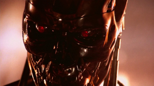 Robot red eyes black face free wallpaper - medium preview image