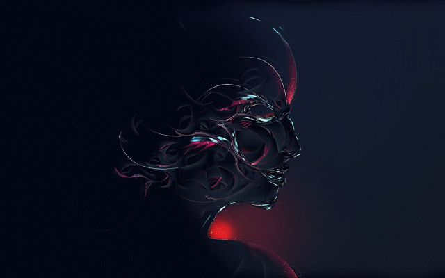 Woman face red light cyberpunk free wallpaper - medium preview image