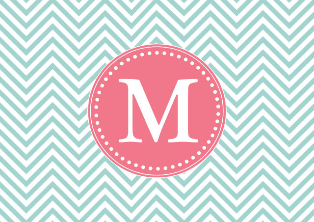 Pink blue monogrammed wallpaper chevron free wallpaper - medium preview image
