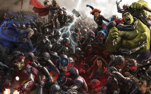 Avengers hulks battle painting red free wallpaper - medium preview image