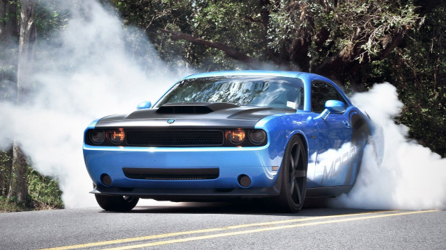 Blue car smoke exhaust road #2 free wallpaper - medium preview image