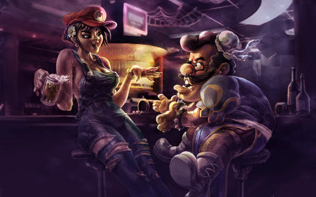 Bar couple teddy funk concept free wallpaper - medium preview image