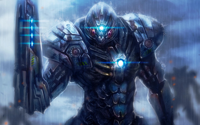 Futuristic man glowing arm sword free wallpaper - medium preview image