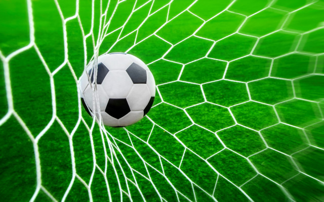 Soccer ball net green grass free wallpaper - medium preview image